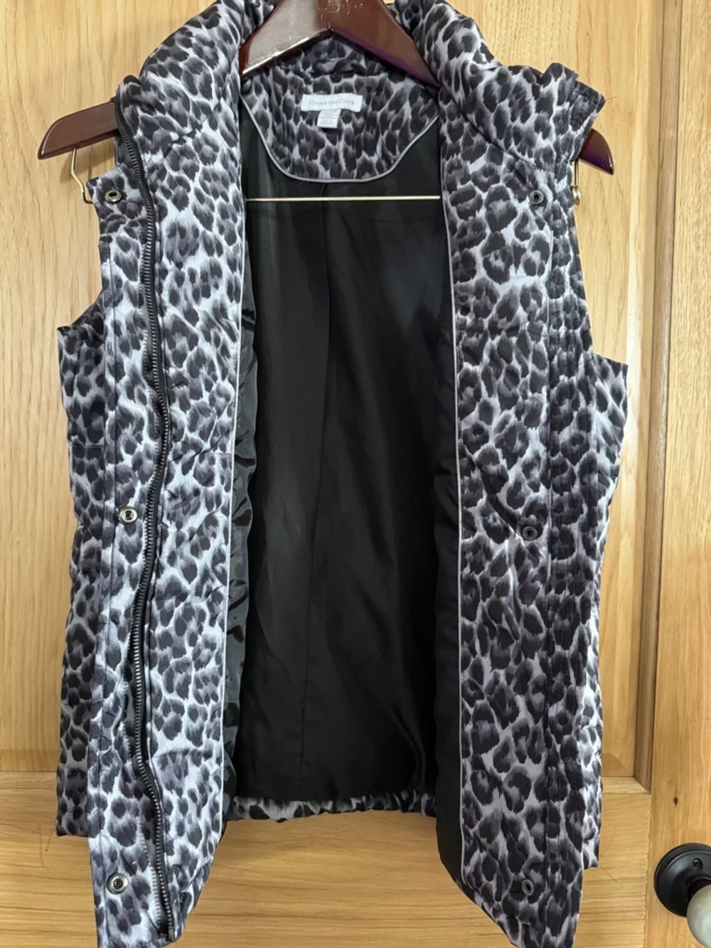 Charter Club Leopard Print Quilted Vest - Black & White - Picture 4 of 4